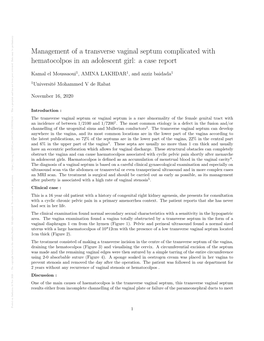 Management of a Transverse Vaginal Septum Complicated With