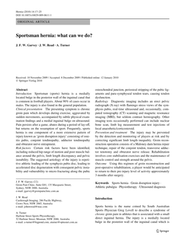Sportsman Hernia: What Can We Do?