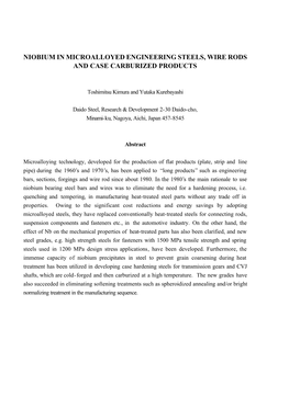 Niobium in Microalloyed Engineering Steels Wire Rods and Case