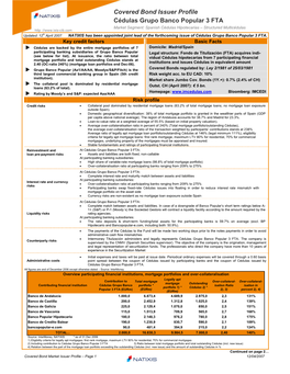 Covered Bond Issuer Profile Cédulas Grupo Banco Popular 3