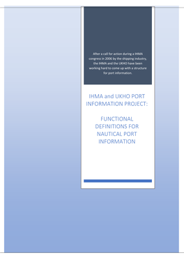 IHMA and UKHO PORT INFORMATION PROJECT