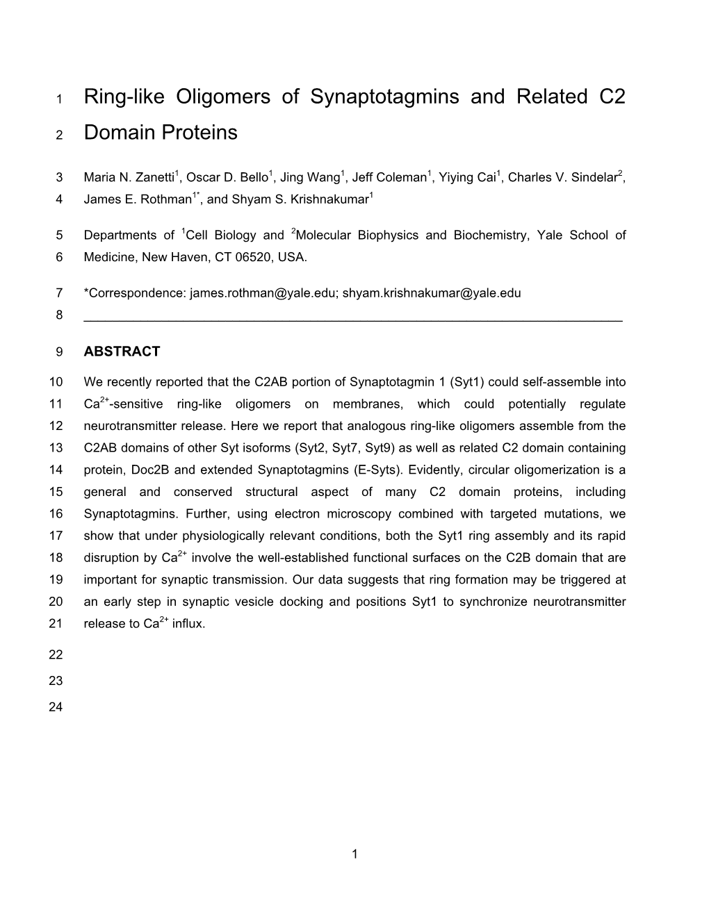 Ring-Like Oligomers of Synaptotagmins and Related C2