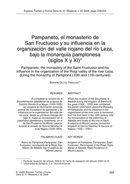 Pampaneto, El Monasterio De San Fructuoso Y Su Influencia En La Organización Del Valle Riojano Del Río Leza, Bajo La Monarquí