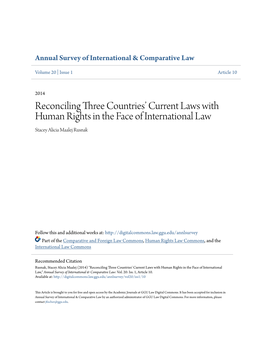 Reconciling Three Countries' Current Laws with Human Rights in the Face of International Law