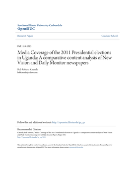 Media Coverage of the 2011 Presidential Elections
