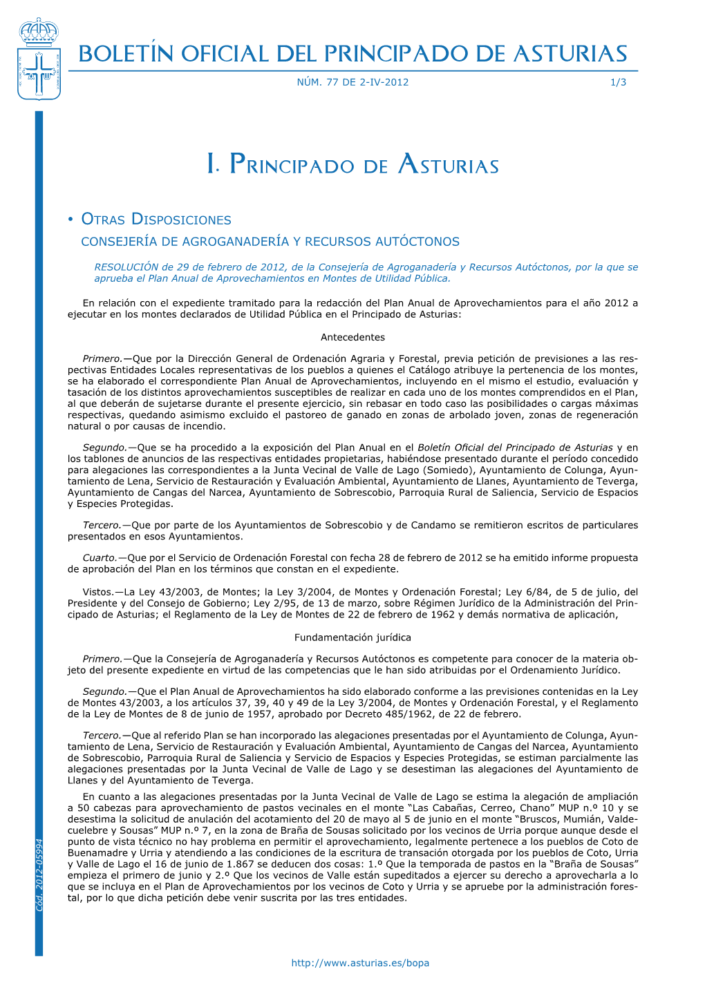 Boletín Oficial Del Principado De Asturias