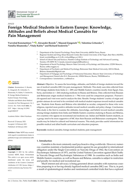 Knowledge, Attitudes and Beliefs About Medical Cannabis for Pain Management