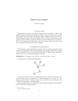 TREES in SET THEORY 1. Introduction Although I Was