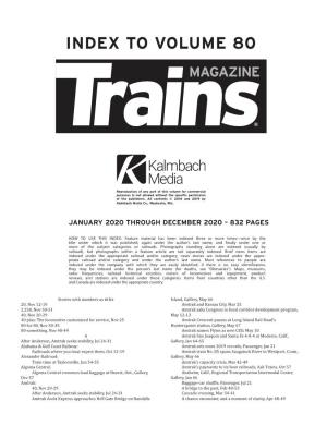 TRAINS 2020 Magazine Index