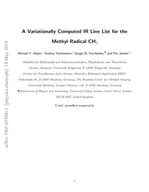 A Variationally Computed IR Line List for the Methyl Radical CH3 Arxiv
