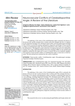 Neurovascular Conflicts of Cerebellopontine Angle Is Conservative Or Interven- 119 Tional