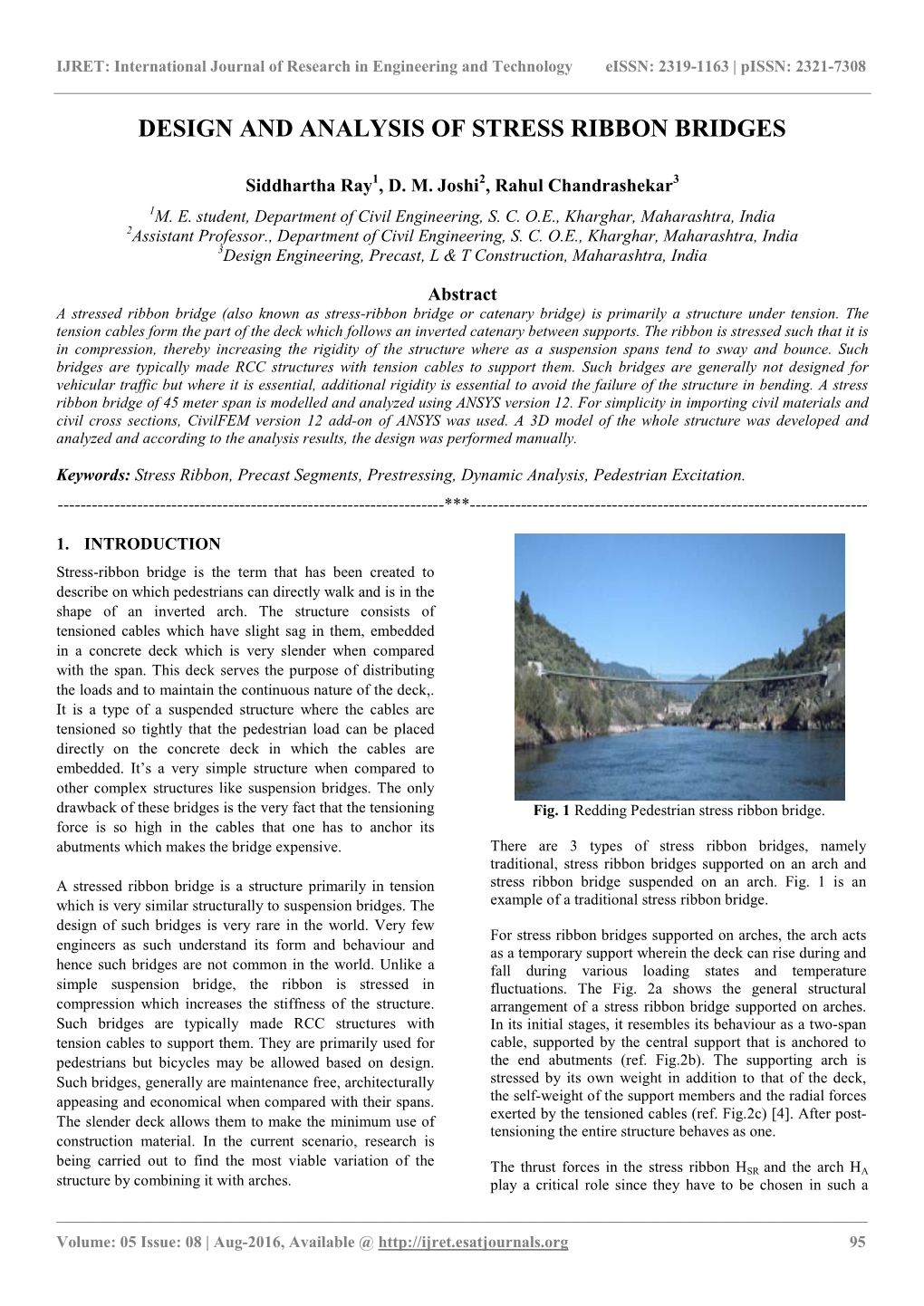 Design and Analysis of Stress Ribbon Bridges