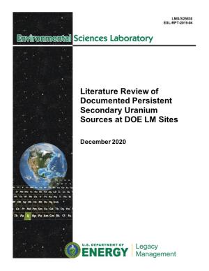 Literature Review of Documented Persistent Secondary Uranium Sources at DOE LM Sites