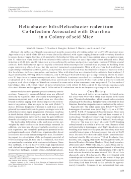 Co-Infection Associated with Diarrhea in a Colony of &lt;I&gt;Scid