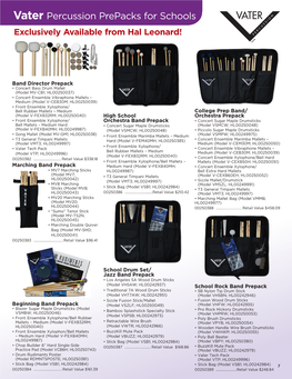 Vater Percussion Prepacks for Schools Exclusively Available from Hal Leonard!