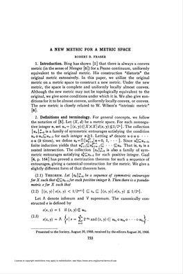 A New Metric for a Metric Space (2.3) (