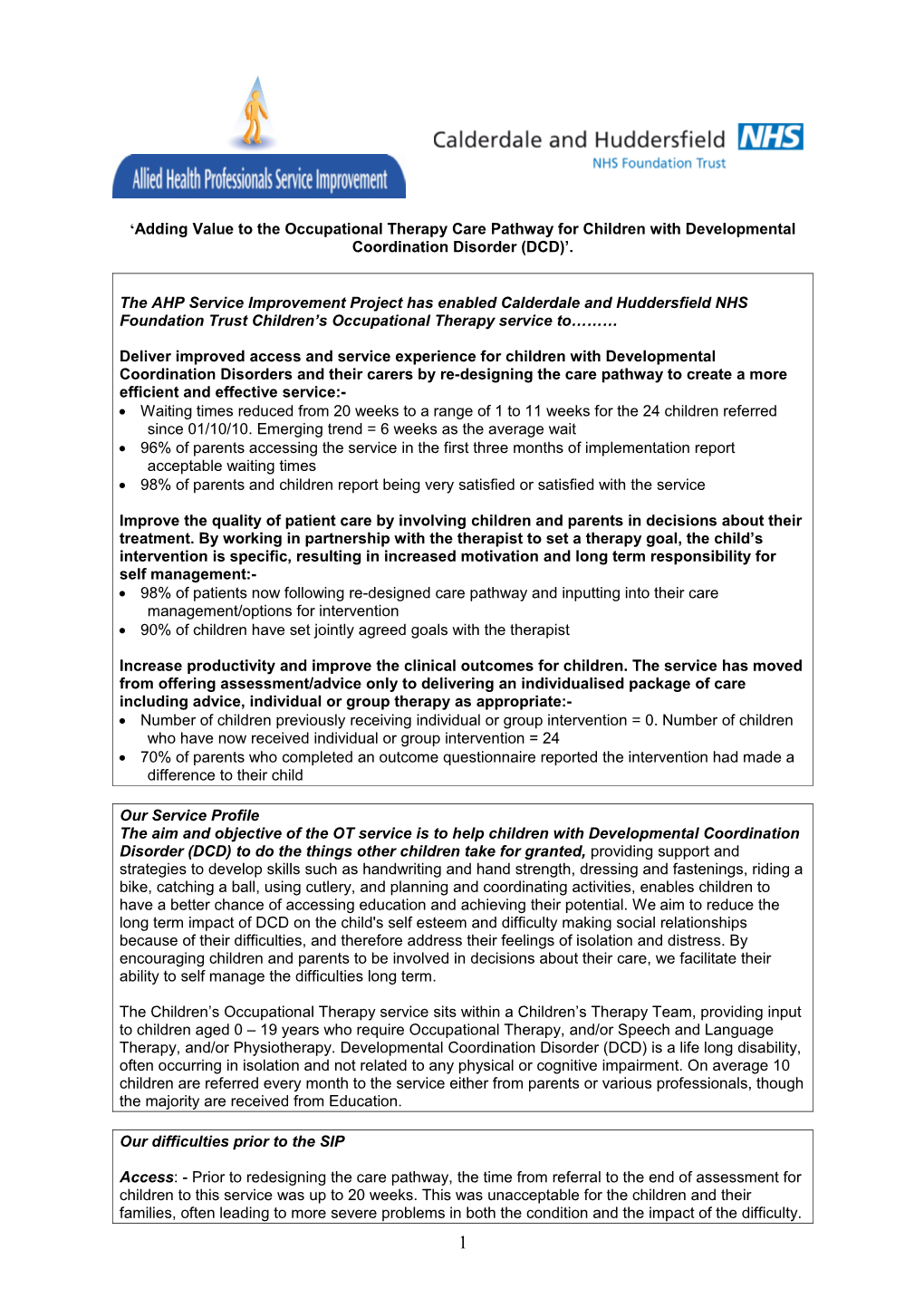 AHP SIP Reporting Template (Text in Italics in Each Box Relates to the Section in Survey