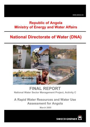 National Directorate of Water (DNA) FINAL REPORT