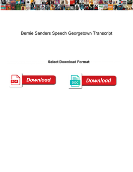 Bernie Sanders Speech Georgetown Transcript