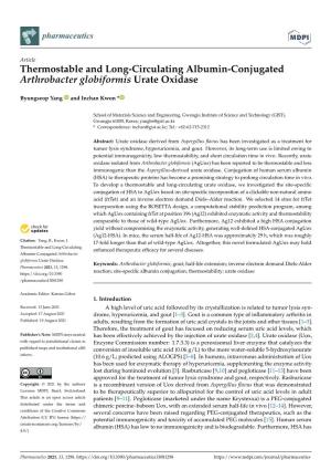 Thermostable and Long-Circulating Albumin-Conjugated Arthrobacter Globiformis Urate Oxidase