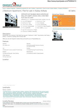 2 Bedroom Apartment / Flat for Sale in Kasba, Kolkata (P92904413