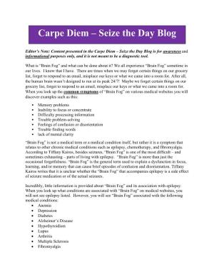 Carpe Diem – Seize the Day Blog