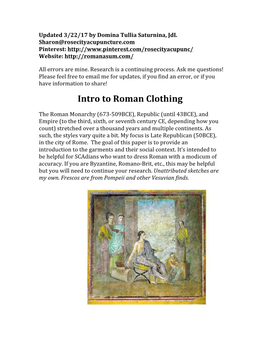 Intro to Roman Clothing