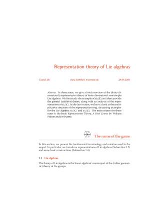 Representation Theory of Lie Algebras
