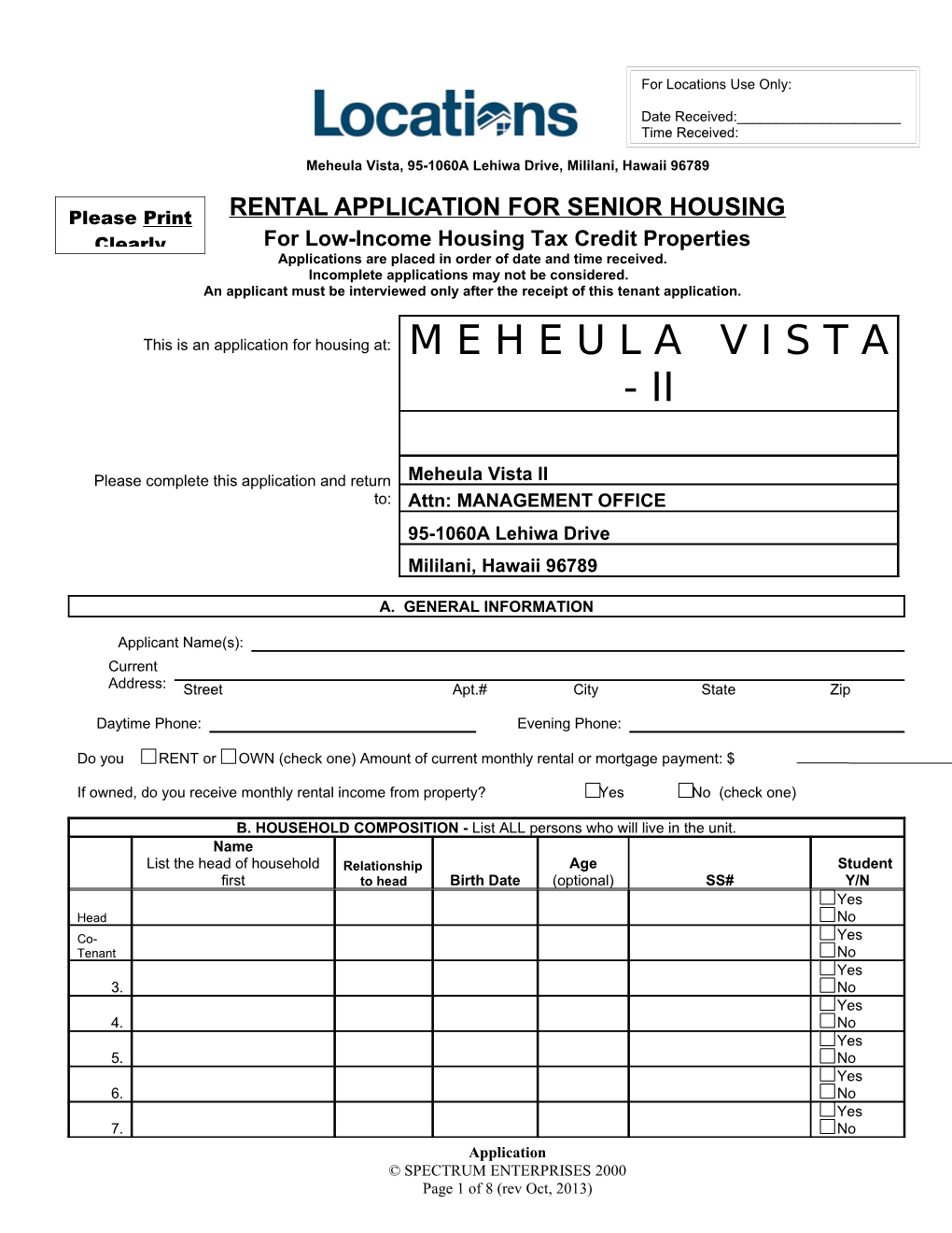 Application for Housing