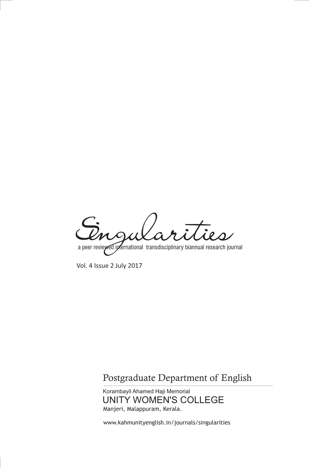 Singularities Vol-4-Issue-2