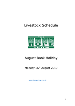 Livestock Schedule