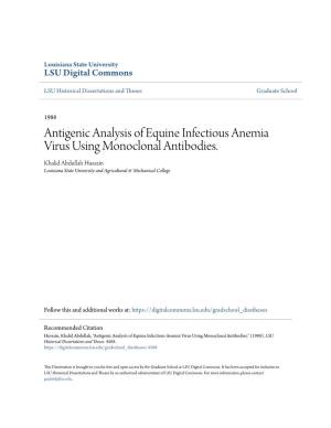 Antigenic Analysis of Equine Infectious Anemia Virus Using Monoclonal Antibodies