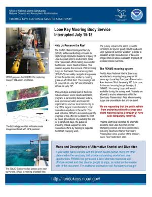 Looe Key Mooring Buoy Service Interrupted July 15-18