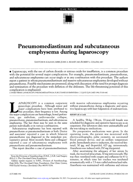 Pneumomediastinum and Subcutaneous Emphysema During Laparoscopy