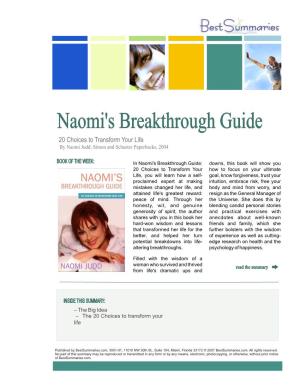 Naomi's Breakthrough Guide 20 Choices to Transform Your Life by Naomi Judd; Simon and Schuster Paperbacks, 2004