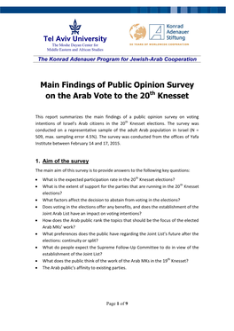 Findings of Public Opinion Survey on the Arab Vote to the 20Th Knesset