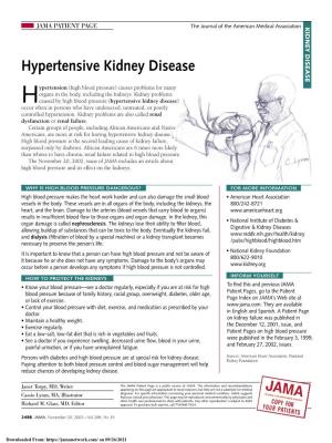 Hypertensive Kidney Disease Hypertensive Kidney