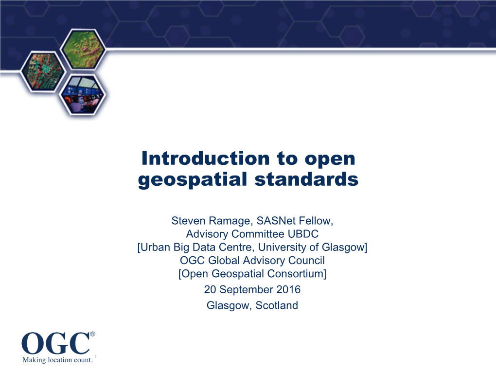 Introduction to Open Geospatial Standards