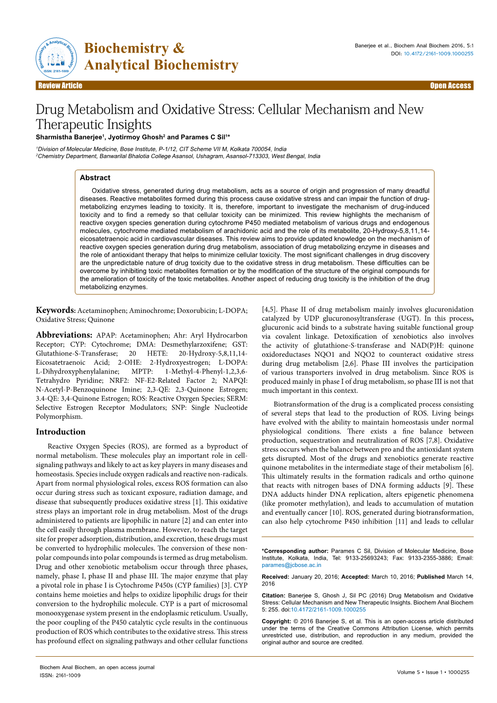 Drug Metabolism and Oxidative Stress: Cellular Mechanism and New Therapeutic Insights