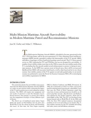 Multi-Mission Maritime Aircraft Survivability in Modern Maritime Patrol and Reconnaissance Missions