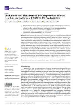 The Relevance of Plant-Derived Se Compounds to Human Health in the SARS-Cov-2 (COVID-19) Pandemic Era