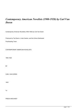 Contemporary American Novelists (1900-1920) by Carl Van Doren&lt;/H1&gt;