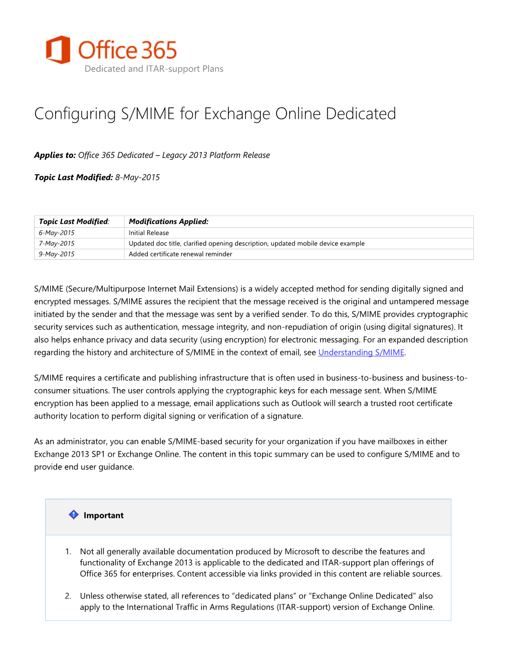 Configuring S/MIME for Exchange Online Dedicated