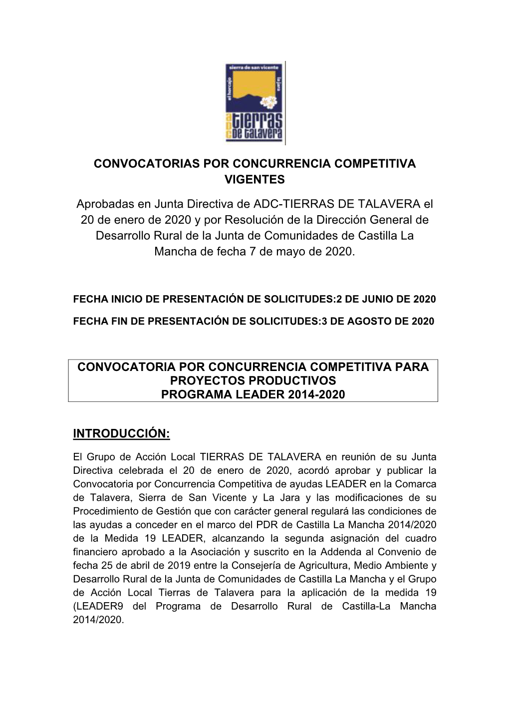 Convocatorias Por Concurrencia Competitiva Vigentes