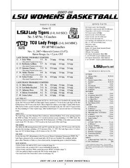 LSU Women's Basketball LSU Combined Team Statistics (As of Nov 09, 2007) All Games