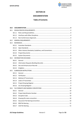 SECTION 34 DOCUMENTATION Table of Contents