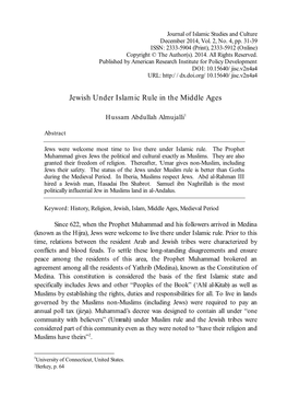 Jewish Under Islamic Rule in the Middle Ages