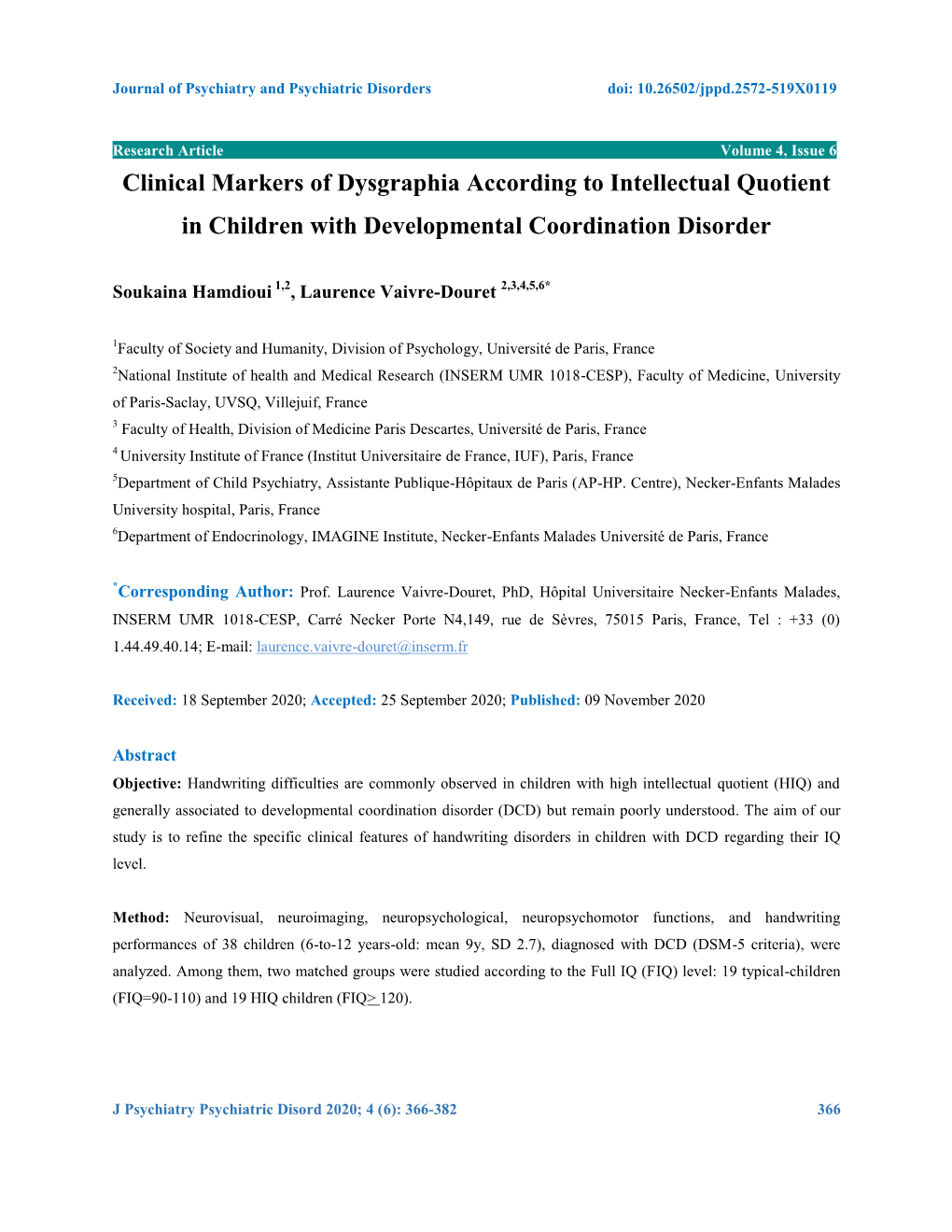 Clinical Markers of Dysgraphia According to Intellectual Quotient in Children with Developmental Coordination Disorder