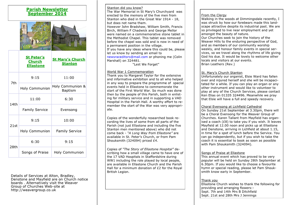 Parish Newsletter September 2014