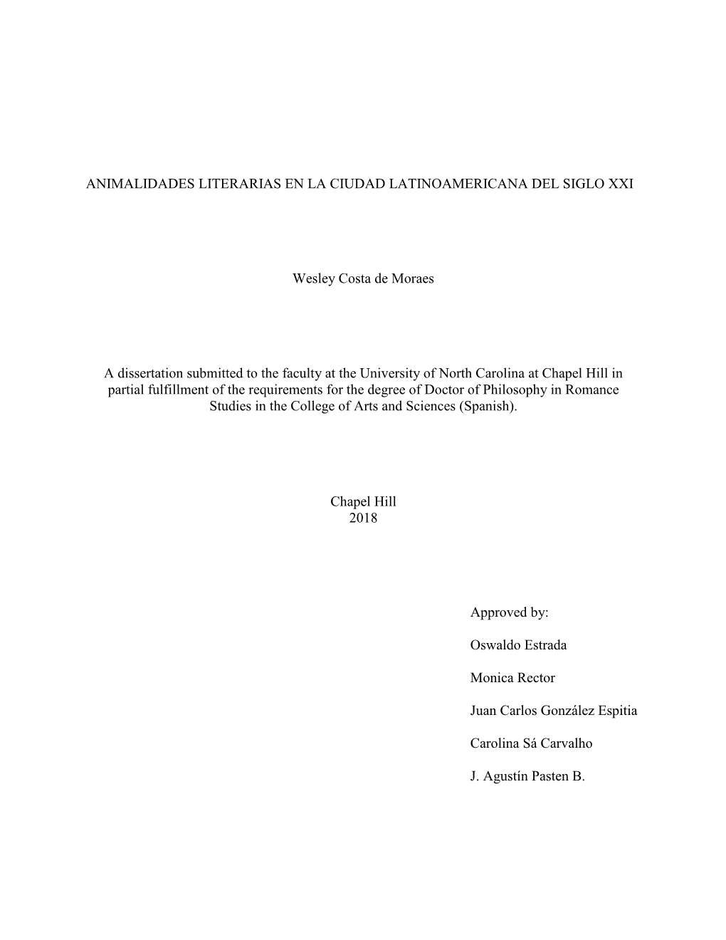 Animalidades Literarias En La Ciudad Latinoamericana Del Siglo Xxi